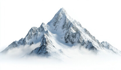 Majestic Snow Covered Mountain Peak Soaring Above Clouds