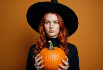 Redhead Witch Halloween Costume Pumpkin Autumn Fall Season