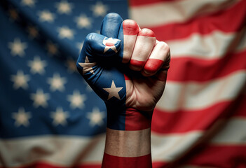 American Flag Hand Fist Power Protest Patriotism Liberty Strength Unity
