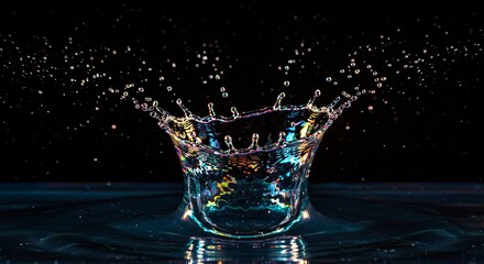 High-speed photography of splashing water droplets frozen in motion