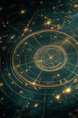 Futuristic star map with glowing celestial lines	