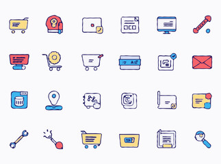 E-commerce Icons Assortment of 15 Online Business Vector Symbols for Websites
