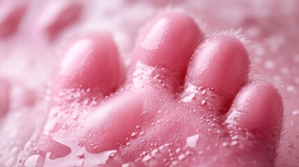 Fototapeta premium Baby's soapy foot in bath, bubbles, closeup, hygiene