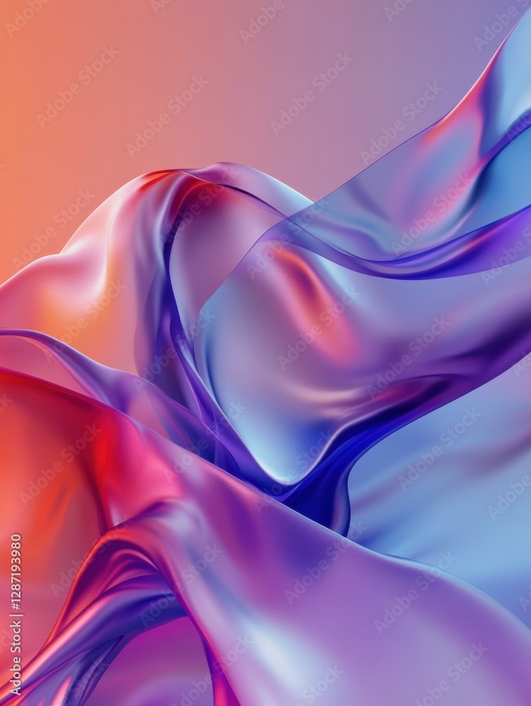 Aufkleber colorful abstract fabric waves flowing smoothly under soft light in vibrant shades of blue and orang