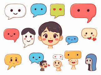 Fototapeta premium Vibrant 15 Communication Icons Set. Talking, Speech Bubble, Discussion Vector Collection