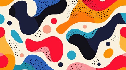 Colorful abstract fluid shapes with dots on artistic modern background