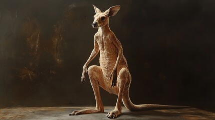 Isolated red kangaroo in natural habitat marsupial animal outdoor scene unique perspective