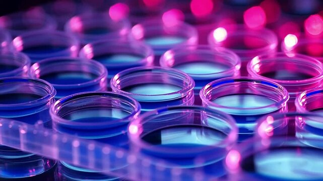 A medium closeup shot of an immunological assay setup featuring wells filled with antigencoated plates revealing the color change that indicates the binding of antibodies crucial for