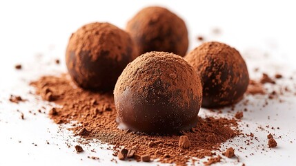 Indulgent chocolate treats isolated on white food photography luxurious environment close-up gourmet delight