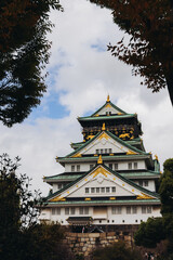 Osaka Castle, Osaka city, Japan, summer landscape vibrant view with a blue sky, Osakajo castle building, Kansai region, Osaka prefecture, travel to Japan