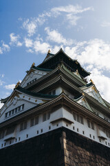 Osaka Castle, Osaka city, Japan, summer landscape vibrant view with a blue sky, Osakajo castle building, Kansai region, Osaka prefecture, travel to Japan