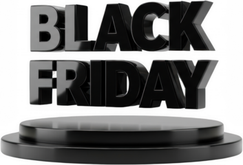 Black Friday Sale 3D Render Glossy Black Text on Platform