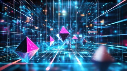 Digital transformation event showcasing 3d geometry virtual space graphics environment