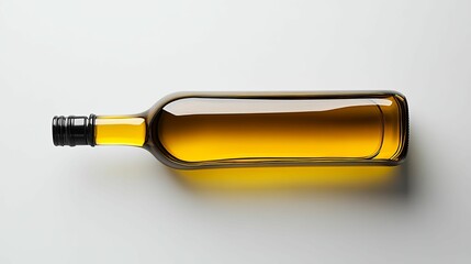 Amber Glass Bottle Laying on White Background