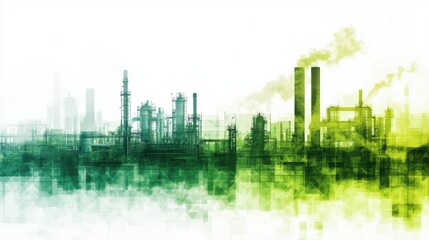 Fototapeta premium Environmental impact of industrial development on urban areas aerial perspectives
