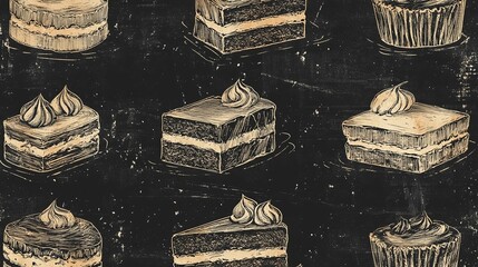 Delicious Cakes And Cupcakes Illustrated Design