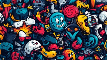 Vibrant Colorful Doodle Art Abstract Background Design