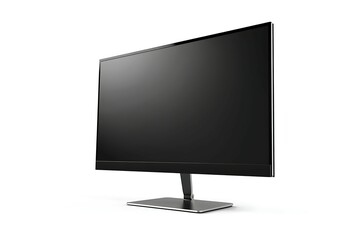 Black LCD monitor isolated on white background