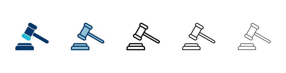 Gavel icon vector isolated on white background. Hammer icon vector. Judge Gavel Auction Icon Vector. Bid