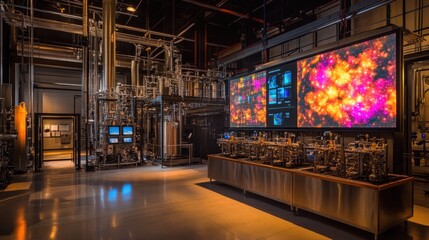 Modern Distillery with Celestial Display: A Fusion of Technology and the Cosmos