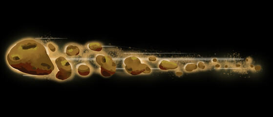 Digital Illustration of a Comet in Space Magic Neon Skill Illustration