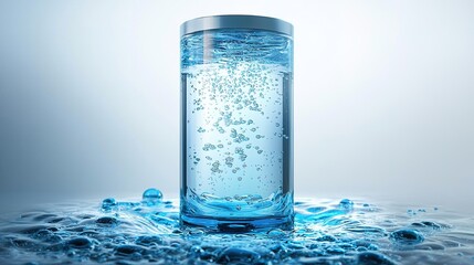 Eco-friendly water purification system demonstration indoor lab environment technical visuals clean water concept