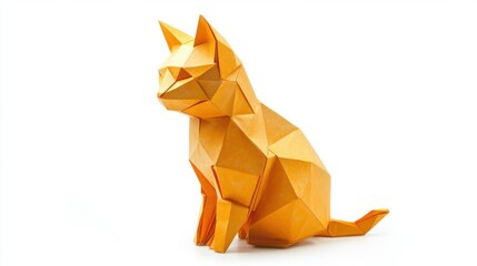 An elegant origami cat sculpture made from a piece of paper