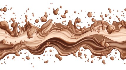 Obraz premium Chocolate Drink Splashing Across White Background