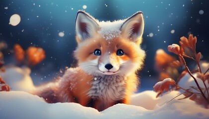 Niedlicher Rotfuchs in einer Winterlandschaft