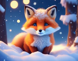 Niedlicher Rotfuchs in einer Winterlandschaft