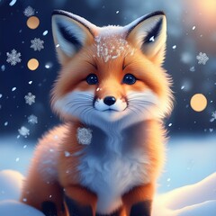 Fototapeta premium Niedlicher Rotfuchs in einer Winterlandschaft