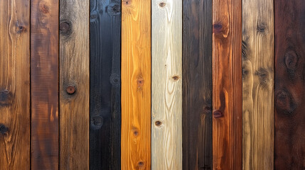 Naklejka premium Colorful and Diverse Wooden Planks Arranged in a Vertical Pattern