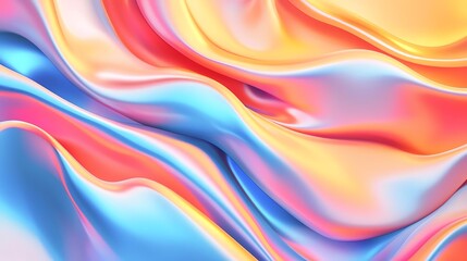Obraz premium Vibrant flow of colorful silk-like fabric creating an abstract background.