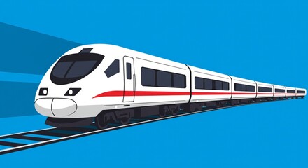 Fototapeta premium Modern high-speed train on blue background: sleek design and fast transportation