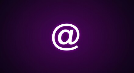 Neon glowing email symbol on dark purple background