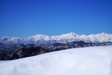 冬の小川村から眺めた北アルプス