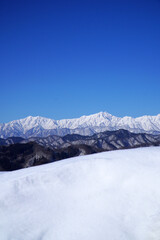 冬の小川村から眺めた北アルプス