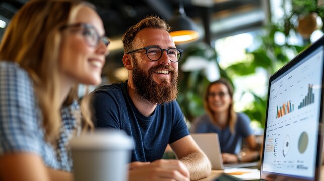 Marketing team collaborates on innovative social media strategy