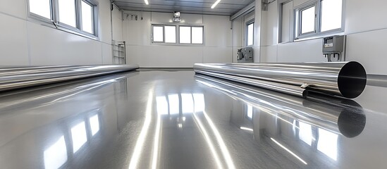 Obraz premium Polished Floor with Metal Pipes
