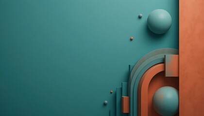 Abstract composition with shapes and contrasting colors on the canvas