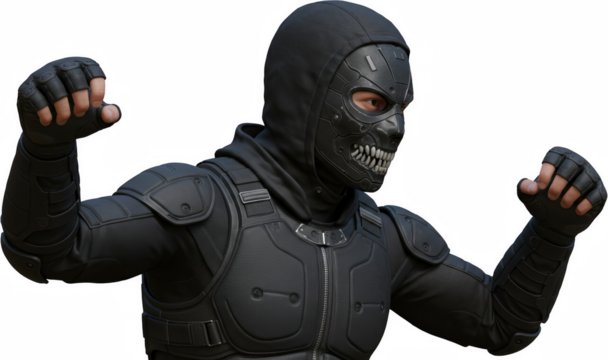 Futuristic Masked Warrior Tactical Gear Ready for Combat 3D Render