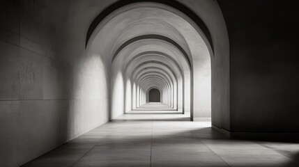 Fototapeta premium An arching tunnel with long shadows extending towards the distance