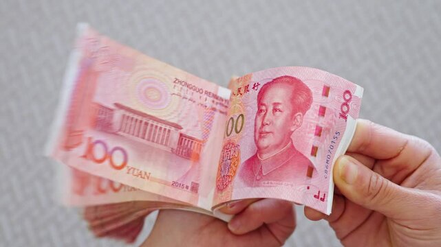RMB banknotes Chinese yuan money,count money