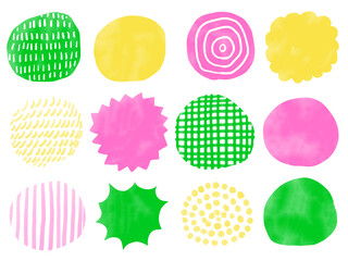 手描きあしらいセット　パターン　水彩