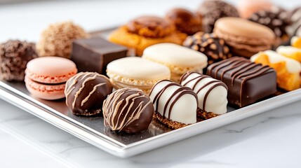 Exquisite dessert platter featuring decadent pastries and elegant sweets