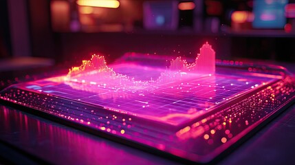 Digital Data Visualization Of A Financial Data Chart On Table