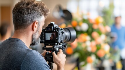 Creative freelance photographer captures moments in bright studio space