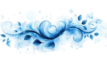 Blue floral design, watercolor, winter, abstract, background, website, header, decoration