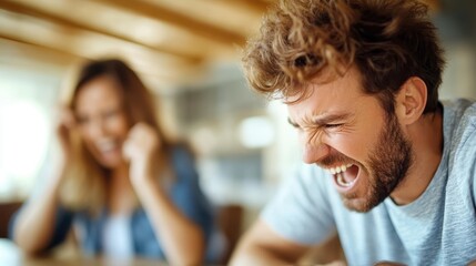 Young couple experiences tension during a heated argument at home
