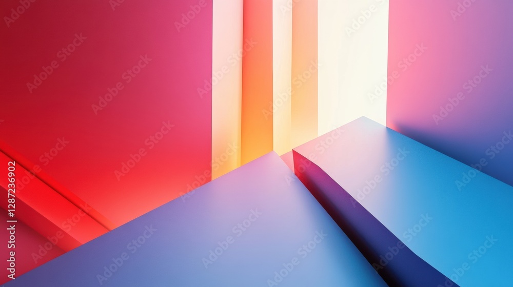 Fototapete colorful geometric shapes create an abstract composition with light and shadows in a modern art styl